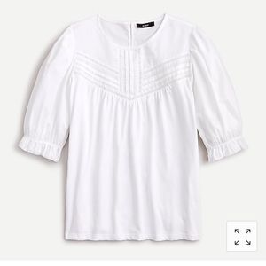 J. Crew white puffed-sleeve woven lace top NWT